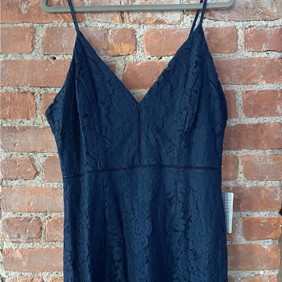 NWT ASTR THE LABEL Elegant Navy Lace Slip Dress w/Spaghetti Straps, Lined - Picture 1 of 7